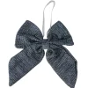 Outlet Small Double Loop Christmas Bow - 5.25" - Gray and Blue Ribbons & Bows