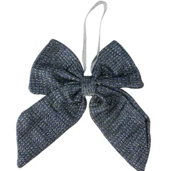 Outlet Small Double Loop Christmas Bow - 5.25" - Gray and Blue Ribbons & Bows