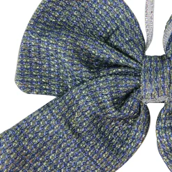 Outlet Small Double Loop Christmas Bow - 5.25" - Gray and Blue Ribbons & Bows