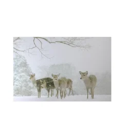 Best Small Fiber Optic Lighted Winter Woods with Deer Canvas Wall Art 12" x 11.75" Door