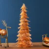 Small Layered Feather Cone Tree Glittered Christmas Decoration - 16" - Rust Orange Trees