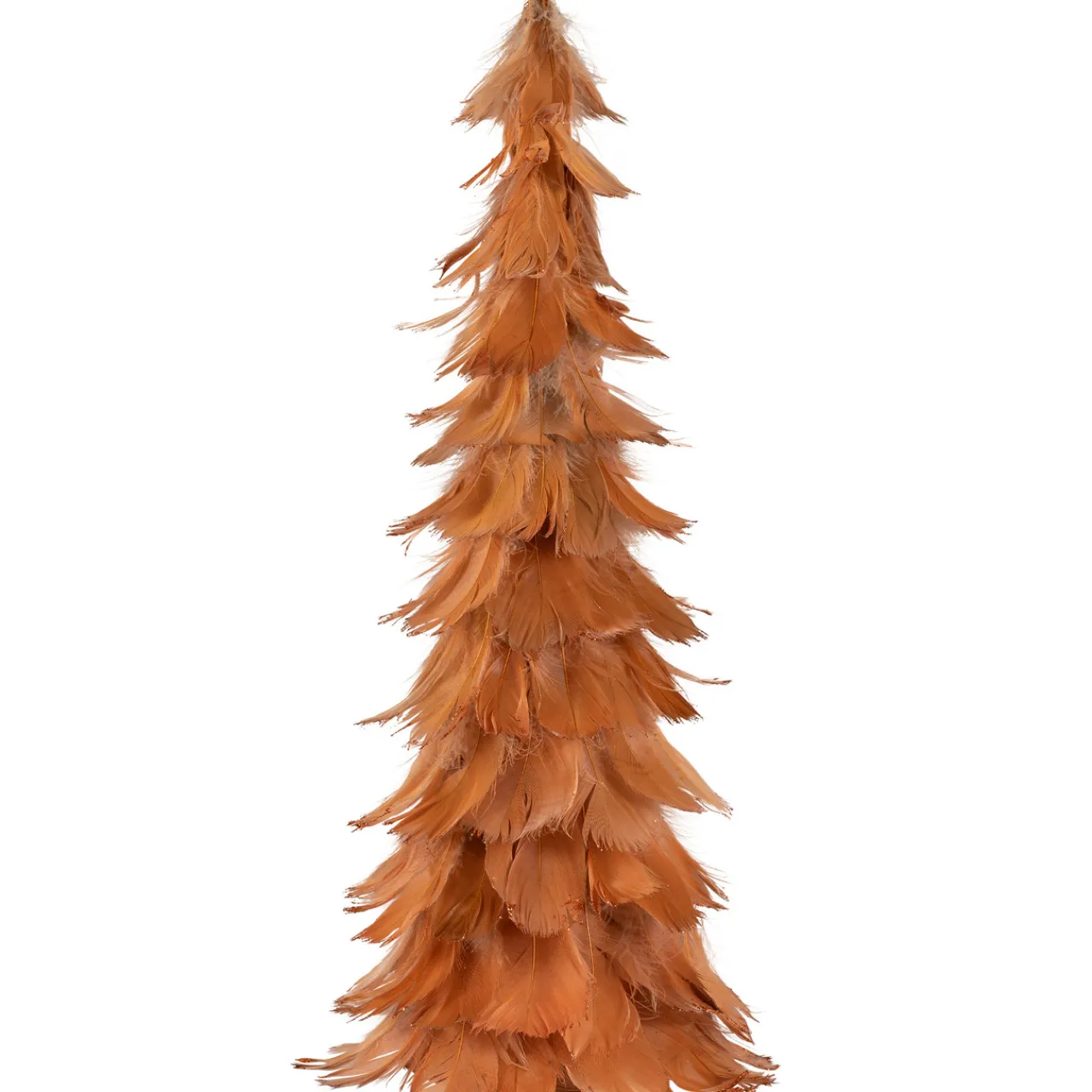 Small Layered Feather Cone Tree Glittered Christmas Decoration - 16" - Rust Orange Trees