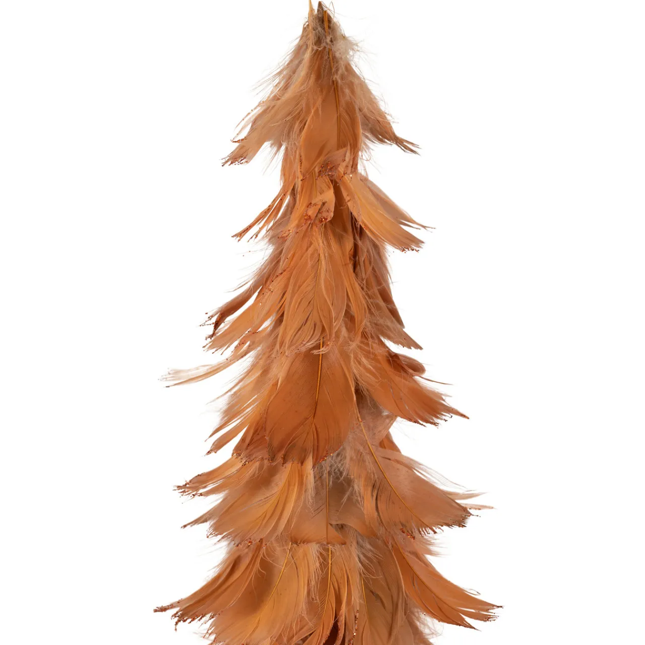 Small Layered Feather Cone Tree Glittered Christmas Decoration - 16" - Rust Orange Trees