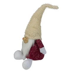New Smiling Chubby Plush Gnome with Textured Hat Christmas Figure - 15