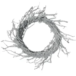 Snow Flocked and Iridescent Glitter Twig Artificial Christmas Wreath - 24-Inch, Unlit Unlit