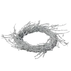 Snow Flocked and Iridescent Glitter Twig Artificial Christmas Wreath - 24-Inch, Unlit Unlit