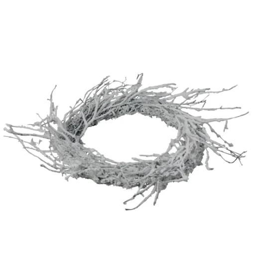 Snow Flocked and Iridescent Glitter Twig Artificial Christmas Wreath - 24-Inch, Unlit Unlit