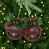 Hot Snowflake "Joy" Jingle Bell Disc Ornaments - 5" - Set of 2 Disk Ornaments