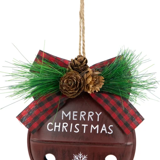 Online Snowflake "Merry Christmas" Jingle Bell Disc Ornaments - 5" - Set of 2 Disk Ornaments