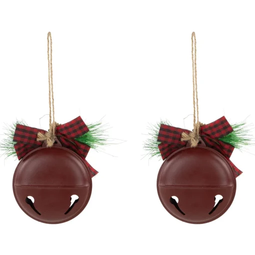 Online Snowflake "Merry Christmas" Jingle Bell Disc Ornaments - 5" - Set of 2 Disk Ornaments