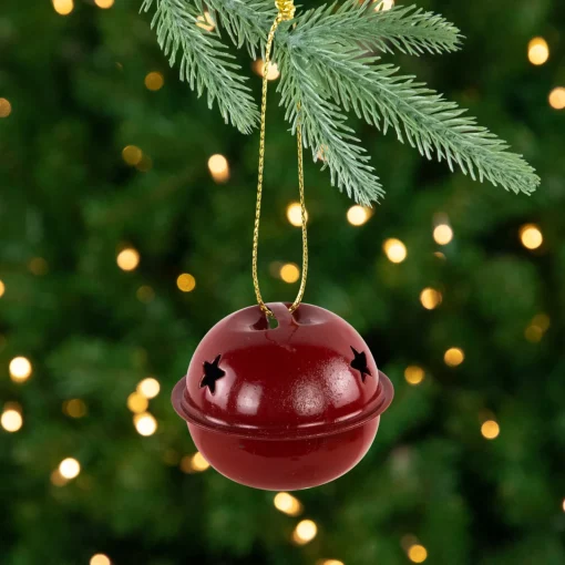 Clearance Snowflakes and Stars Christmas Jingle Bell Ornaments - 1.5" - Burgundy - 12ct Finials|Pendants