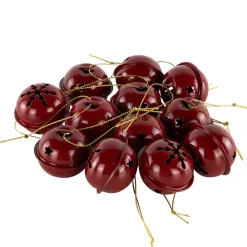 Clearance Snowflakes and Stars Christmas Jingle Bell Ornaments - 1.5" - Burgundy - 12ct Finials|Pendants