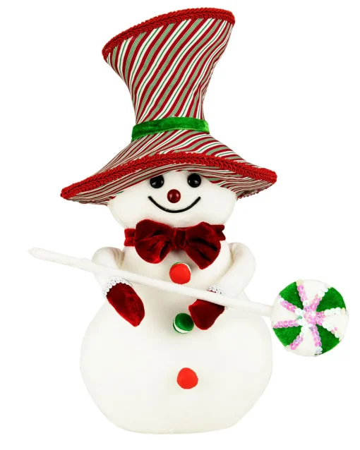 Sale Snowman with Sequin Lollipop and Striped Hat Christmas Decoration - 15" Snowmen