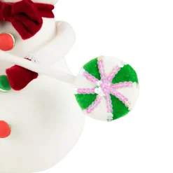 Sale Snowman with Sequin Lollipop and Striped Hat Christmas Decoration - 15