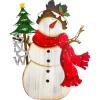 Online Snowman with "Snow" and Pine Tree Sign Wooden Christmas Decoration - 18" Wall