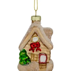 Clearance Snowy Country Cabin Glass Christmas Hanging Ornament - 3.25" Garden & Floral