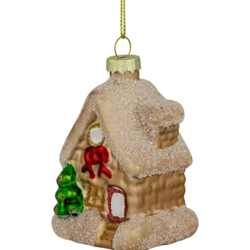 Clearance Snowy Country Cabin Glass Christmas Hanging Ornament - 3.25" Garden & Floral