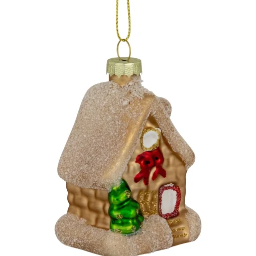 Clearance Snowy Country Cabin Glass Christmas Hanging Ornament - 3.25" Garden & Floral