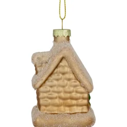 Clearance Snowy Country Cabin Glass Christmas Hanging Ornament - 3.25