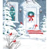 Clearance Snowy Door Wreath Christmas Holiday Wall Decor Art Print Wall
