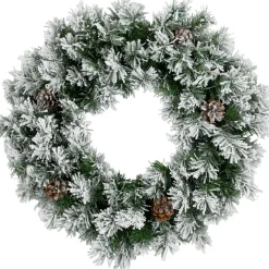 Sale Snowy Flocked Angel Pine with Pine Cones Artificial Christmas Wreath - 36" - Unlit Frosted