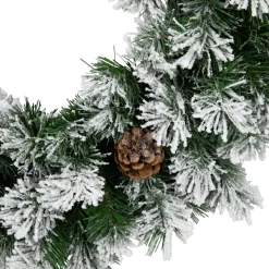Sale Snowy Flocked Angel Pine with Pine Cones Artificial Christmas Wreath - 36