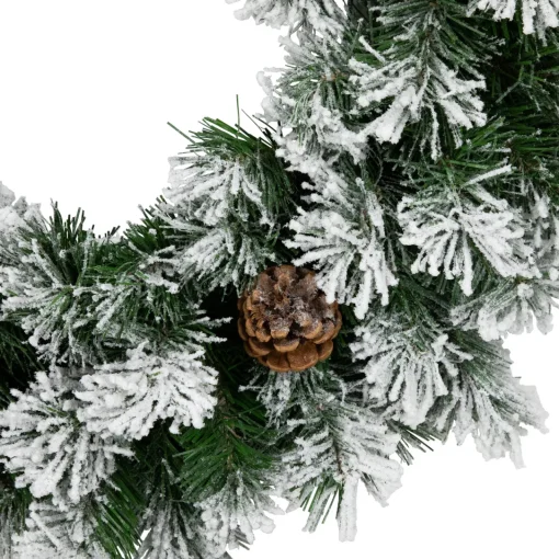 Sale Snowy Flocked Angel Pine with Pine Cones Artificial Christmas Wreath - 36" - Unlit Frosted