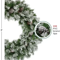 Sale Snowy Flocked Angel Pine with Pine Cones Artificial Christmas Wreath - 36