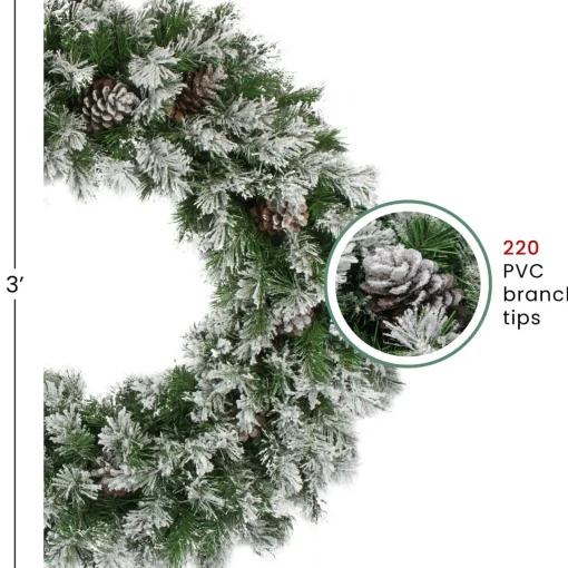 Sale Snowy Flocked Angel Pine with Pine Cones Artificial Christmas Wreath - 36" - Unlit Frosted