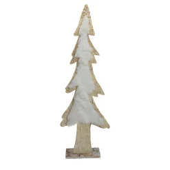 Best Snowy Wooden Tree Christmas Decoration - 14.5" - Beige and White Trees
