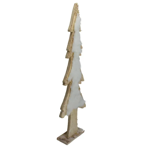 Best Snowy Wooden Tree Christmas Decoration - 14.5" - Beige and White Trees