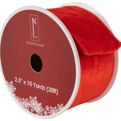 Online Solid Red Wired Craft Christmas Ribbon 2.5" x 10 Yards Ribbons & Bows