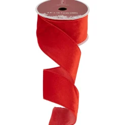 Online Solid Red Wired Craft Christmas Ribbon 2.5