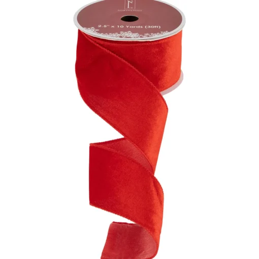 Online Solid Red Wired Craft Christmas Ribbon 2.5" x 10 Yards Ribbons & Bows