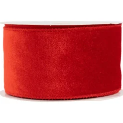 Online Solid Red Wired Craft Christmas Ribbon 2.5