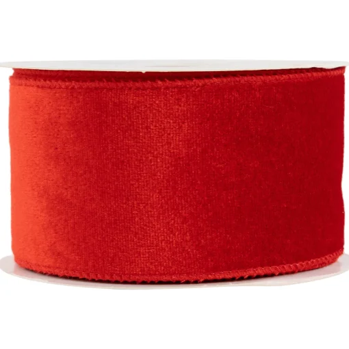 Online Solid Red Wired Craft Christmas Ribbon 2.5" x 10 Yards Ribbons & Bows