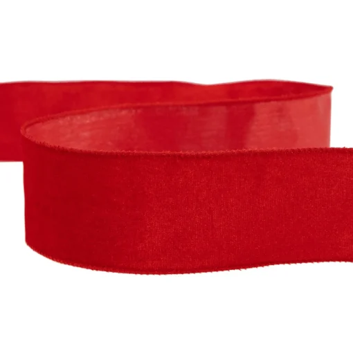 Online Solid Red Wired Craft Christmas Ribbon 2.5" x 10 Yards Ribbons & Bows