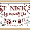 Sale St Nick's Laundry Company Laundry Room 14.5" x 20.5" Framed Christmas Wall Decor Sign Poster in a Natural Wooden Frame with UV Acrylic and Hangers Wall