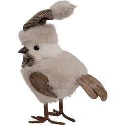 Best Standing Bird with Chevron Bow Tie and Faux Fur Winter Hat Christmas Figure - 10