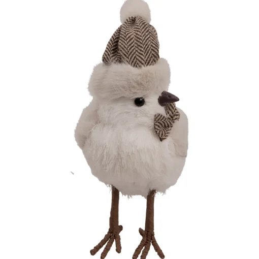 Best Standing Bird with Chevron Bow Tie and Faux Fur Winter Hat Christmas Figure - 10" Animals