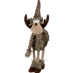 Clearance Standing Four Legged Moose Christmas Figure - 19" - Brown and White Animals