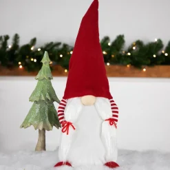 Discount Standing Girl Gnome with Hands in Pocket Christmas Figure - 20.5" - Red and White Gnomes