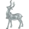 Standing Glitter Reindeer Christmas Decoration - 10.75" - Silver Finish Animals