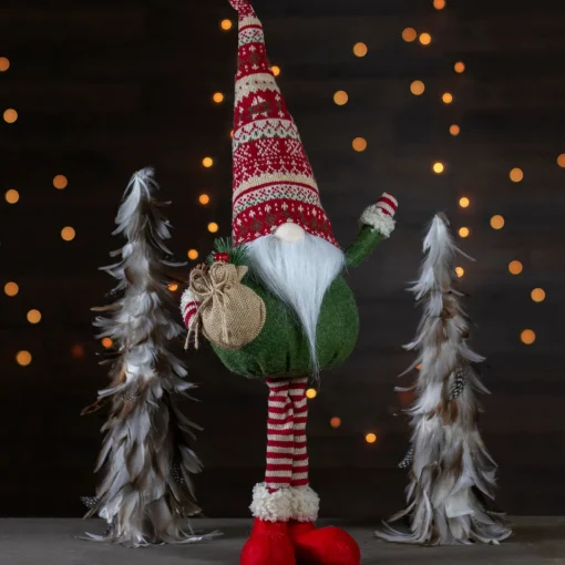 Hot Standing Gnome Christmas Decoration with Gift Bag - 27" Gnomes