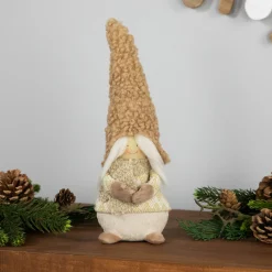 Discount Standing Gnome Girl with Plush Hat Christmas Figurine - 11.5" Gnomes