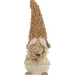 Discount Standing Gnome Girl with Plush Hat Christmas Figurine - 11.5" Gnomes