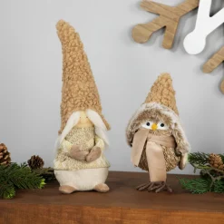 Discount Standing Gnome Girl with Plush Hat Christmas Figurine - 11.5