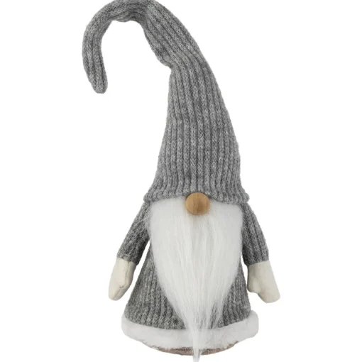Standing Knitted Gnome Christmas Figure - 14" - Gray and White Gnomes