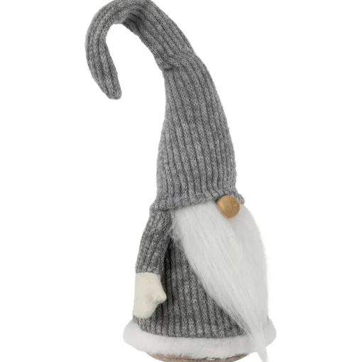 Standing Knitted Gnome Christmas Figure - 14" - Gray and White Gnomes
