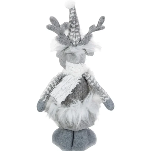 Outlet Standing Moose with Faux Fur Christmas Figure - 12" - Gray and White Animals